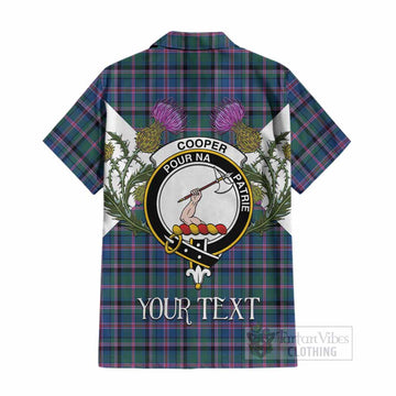 Cooper Tartan Family Crest Cotton Hawaiian Shirt Scottish Burns Night Thistle Floral