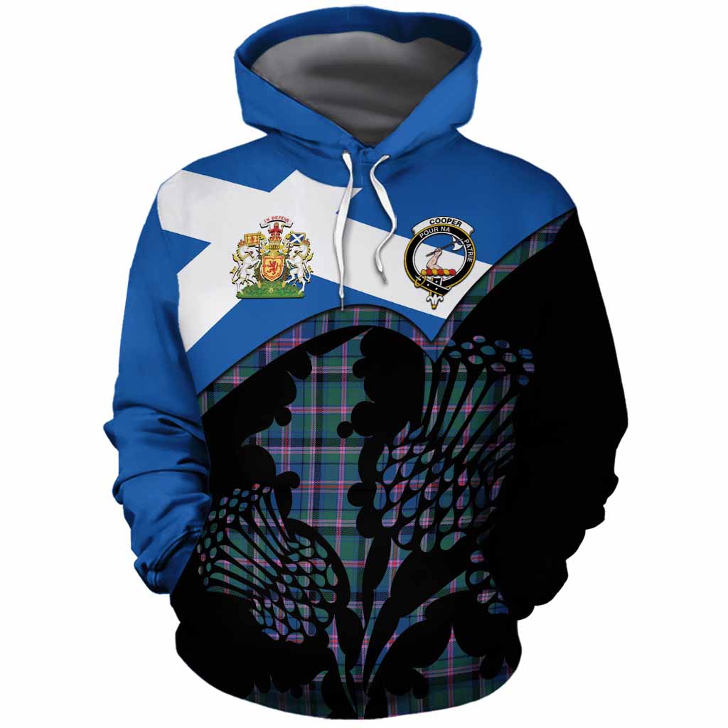 Cooper Tartan Family Crest Cotton Hoodie Scotland Thistle Floral Flag Style