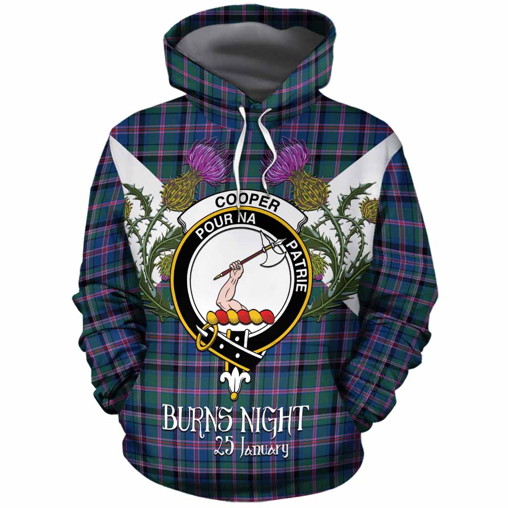 Cooper Tartan Family Crest Cotton Hoodie Scottish Burns Night Thistle Floral