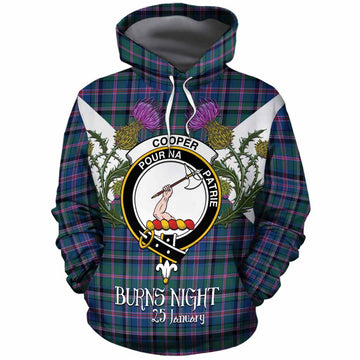 Cooper Tartan Family Crest Cotton Hoodie Scottish Burns Night Thistle Floral