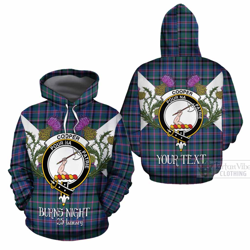 Cooper Tartan Family Crest Cotton Hoodie Scottish Burns Night Thistle Floral