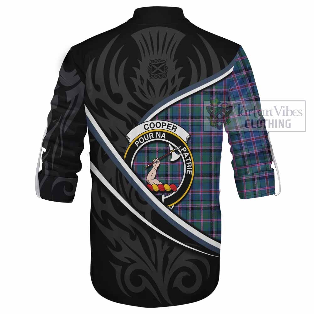 Cooper Tartan Family Crest Ghillie Kilt Shirt Celtic Scottish Thistle Floral - Tartan Vibes Clothing
