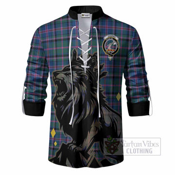 Cooper Tartan Family Crest Ghillie Shirt Crowned Lion Roaring