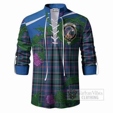 Cooper Tartan Family Crest Ghillie Shirt Thistle in Minimalism