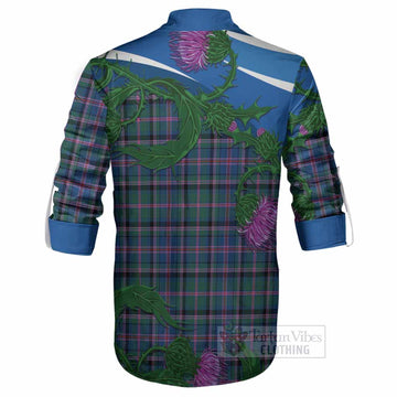 Cooper Tartan Family Crest Ghillie Shirt Thistle in Minimalism