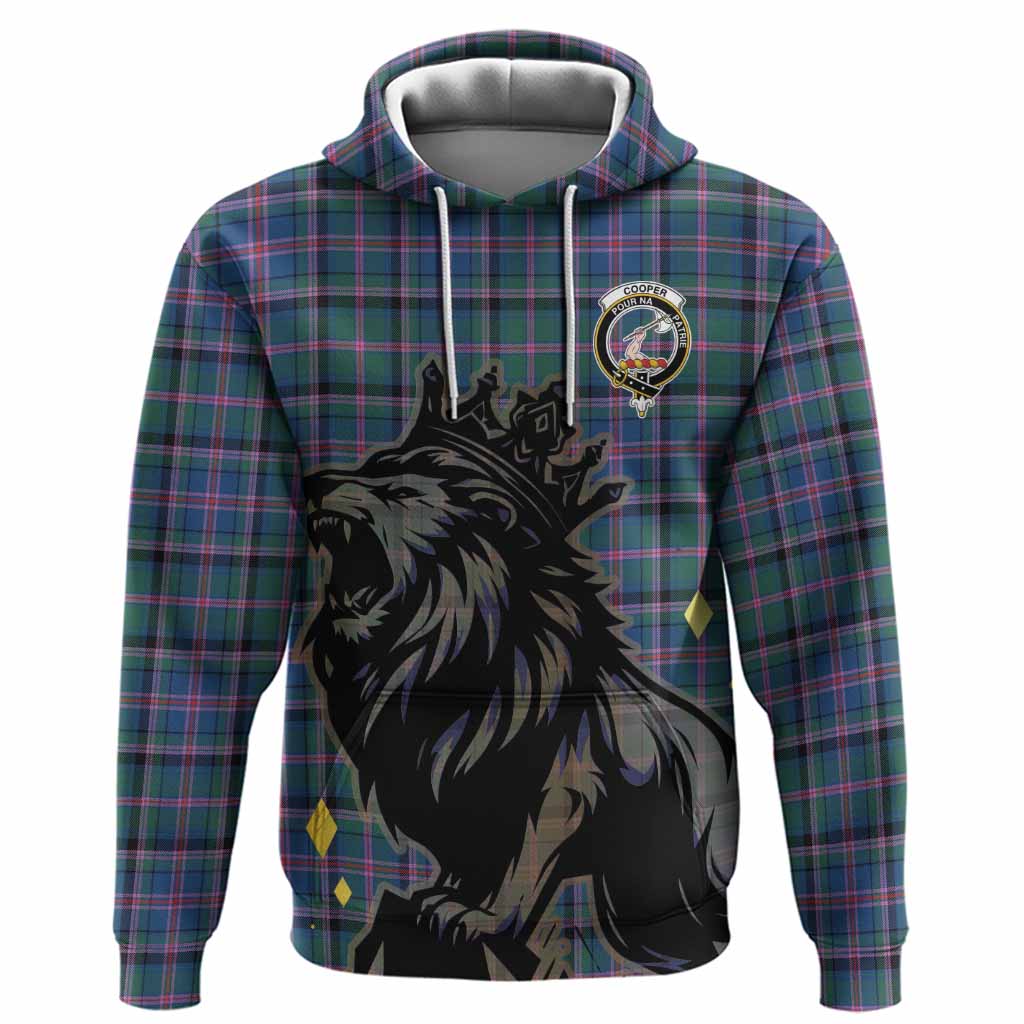 Cooper Tartan Family Crest Hoodie Crowned Lion Roaring