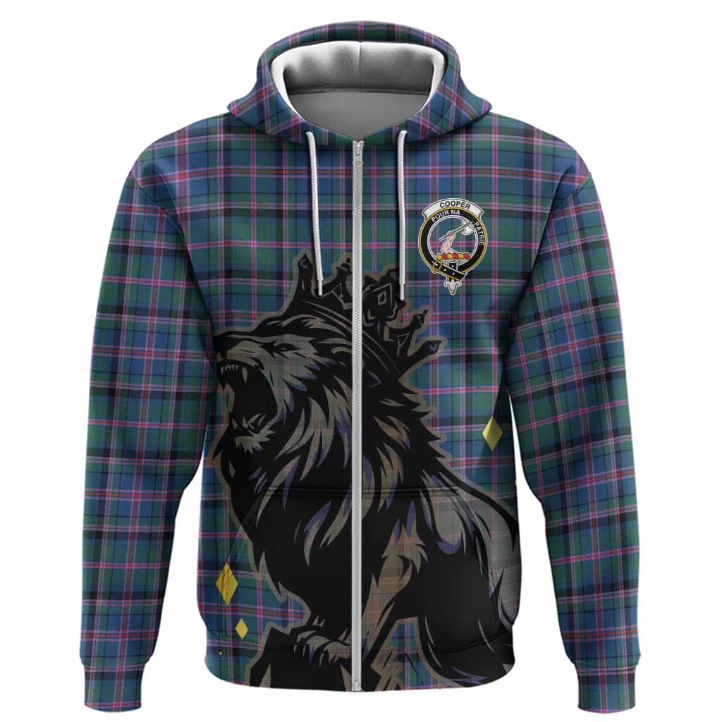 Cooper Tartan Family Crest Hoodie Crowned Lion Roaring