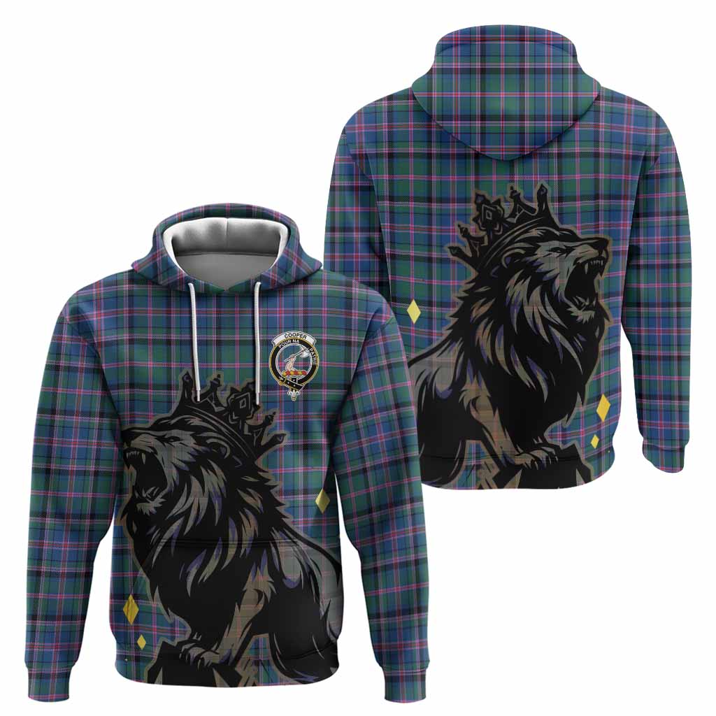Cooper Tartan Family Crest Hoodie Crowned Lion Roaring