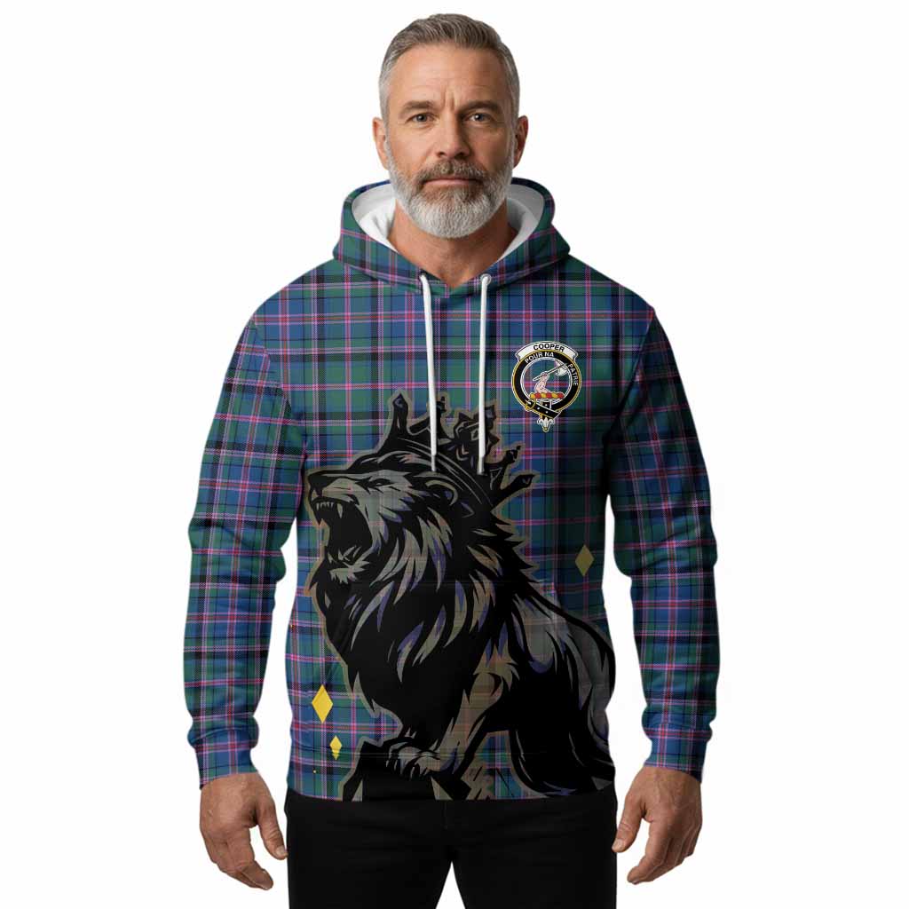 Cooper Tartan Family Crest Hoodie Crowned Lion Roaring