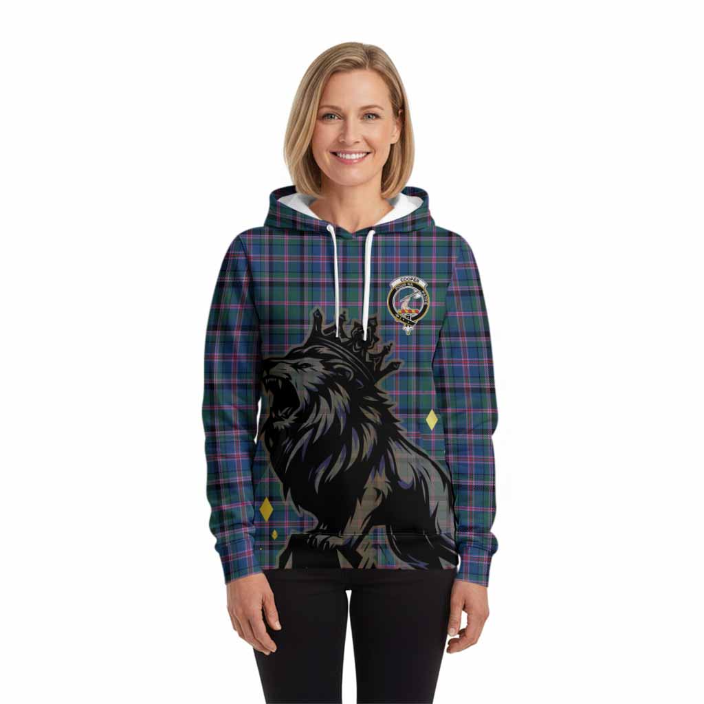 Cooper Tartan Family Crest Hoodie Crowned Lion Roaring