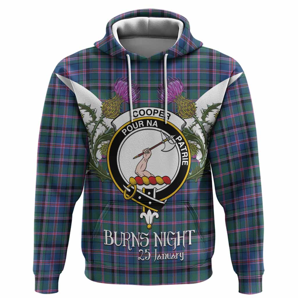 Cooper Tartan Family Crest Hoodie Scottish Burns Night Thistle Floral