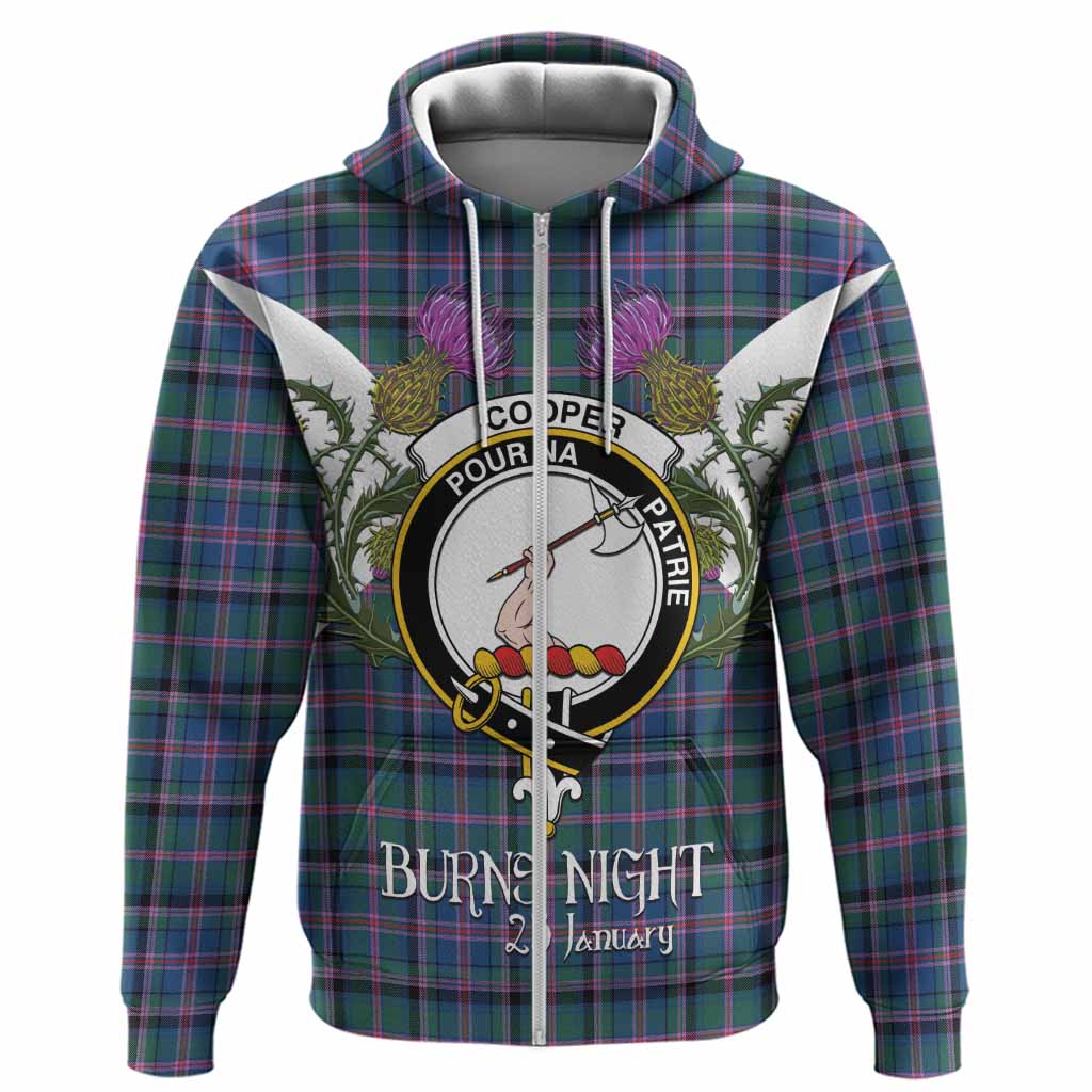Cooper Tartan Family Crest Hoodie Scottish Burns Night Thistle Floral