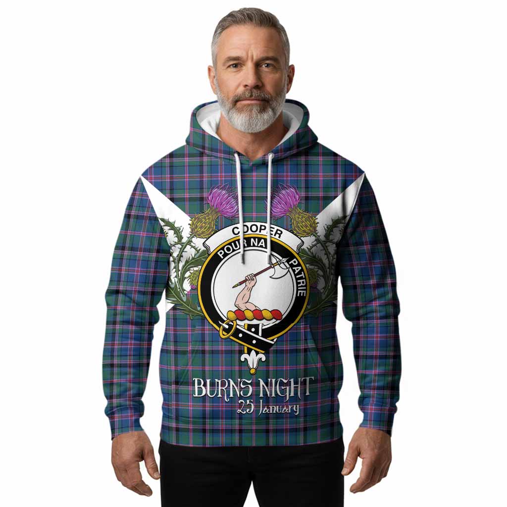 Cooper Tartan Family Crest Hoodie Scottish Burns Night Thistle Floral