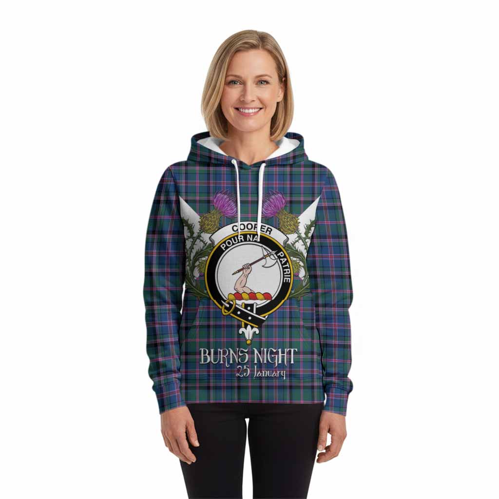 Cooper Tartan Family Crest Hoodie Scottish Burns Night Thistle Floral