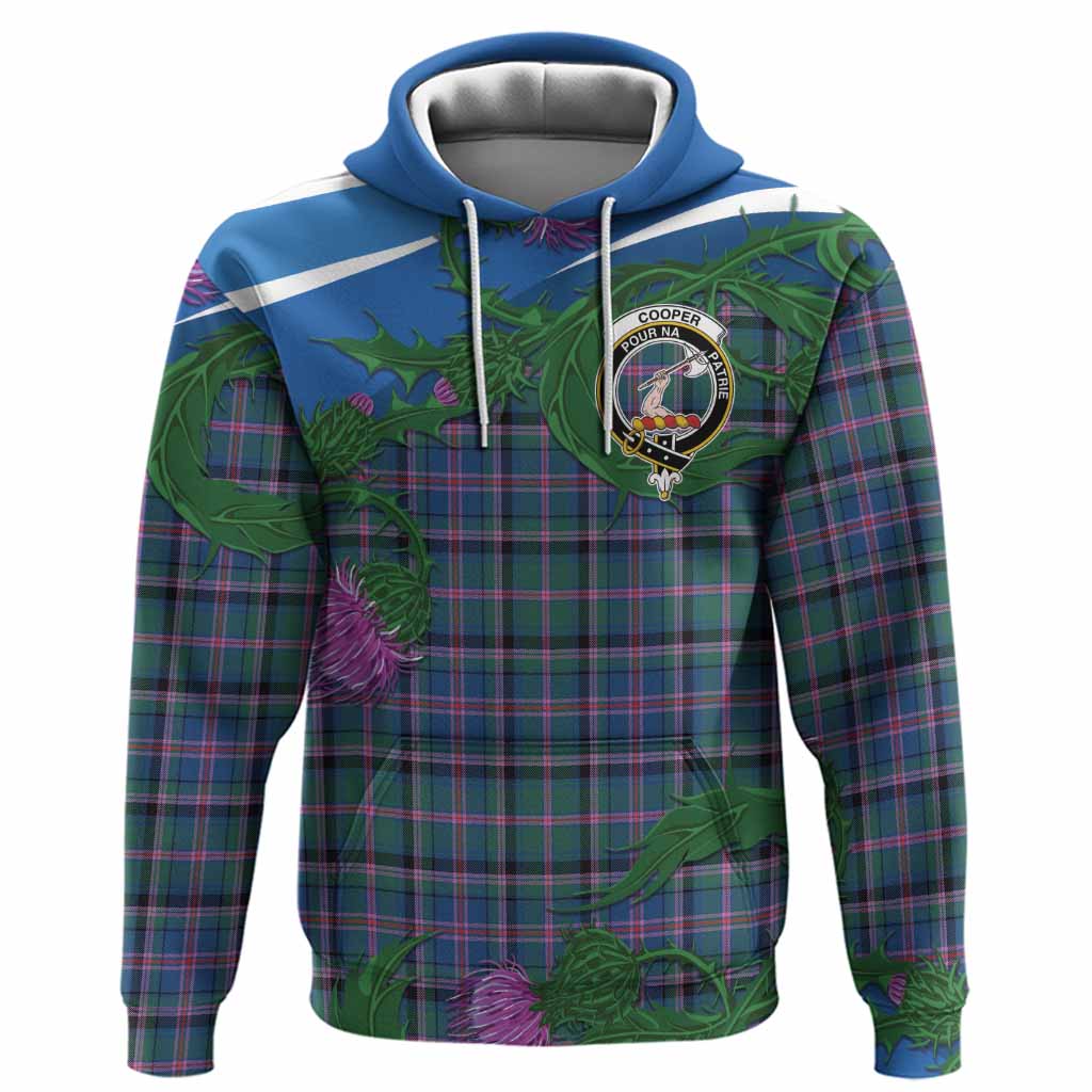 Cooper Tartan Family Crest Hoodie Thistle in Minimalism