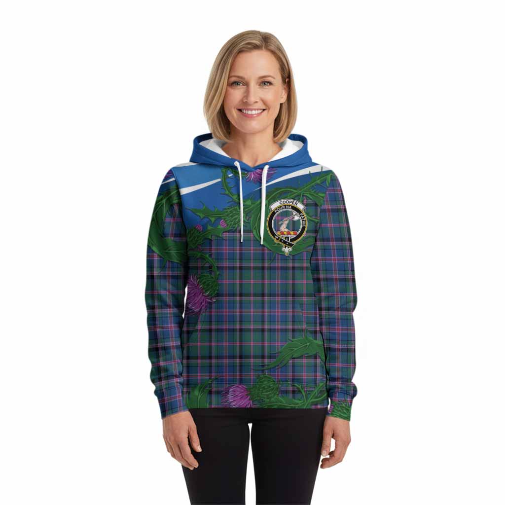 Cooper Tartan Family Crest Hoodie Thistle in Minimalism