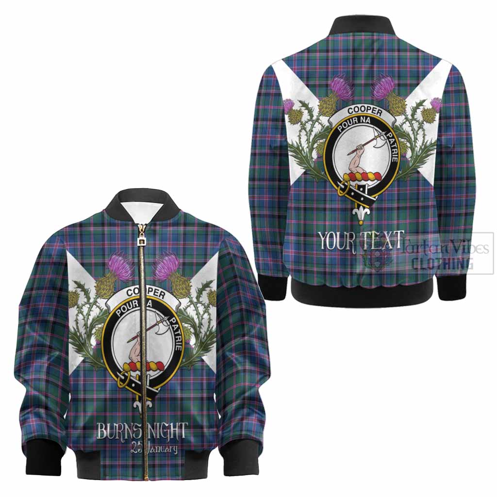 Cooper Tartan Family Crest Kid Bomber Jacket Scottish Burns Night Thistle Floral