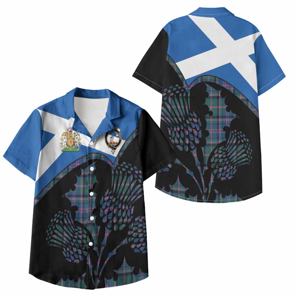 Cooper Tartan Family Crest Kid Hawaiian Shirt Scotland Thistle Floral Flag Style
