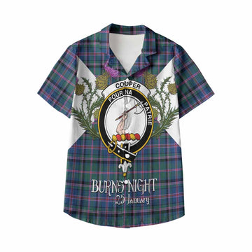 Cooper Tartan Family Crest Kid Hawaiian Shirt Scottish Burns Night Thistle Floral
