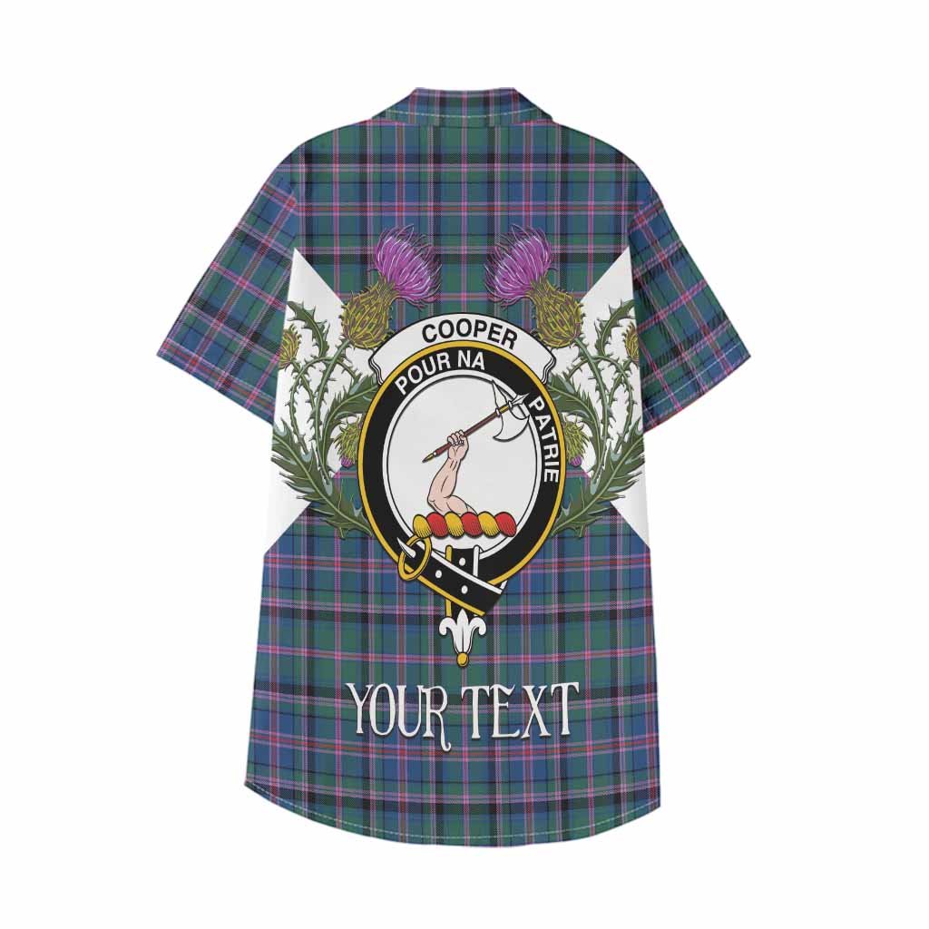 Cooper Tartan Family Crest Kid Hawaiian Shirt Scottish Burns Night Thistle Floral