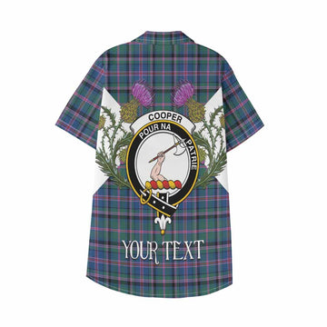 Cooper Tartan Family Crest Kid Hawaiian Shirt Scottish Burns Night Thistle Floral