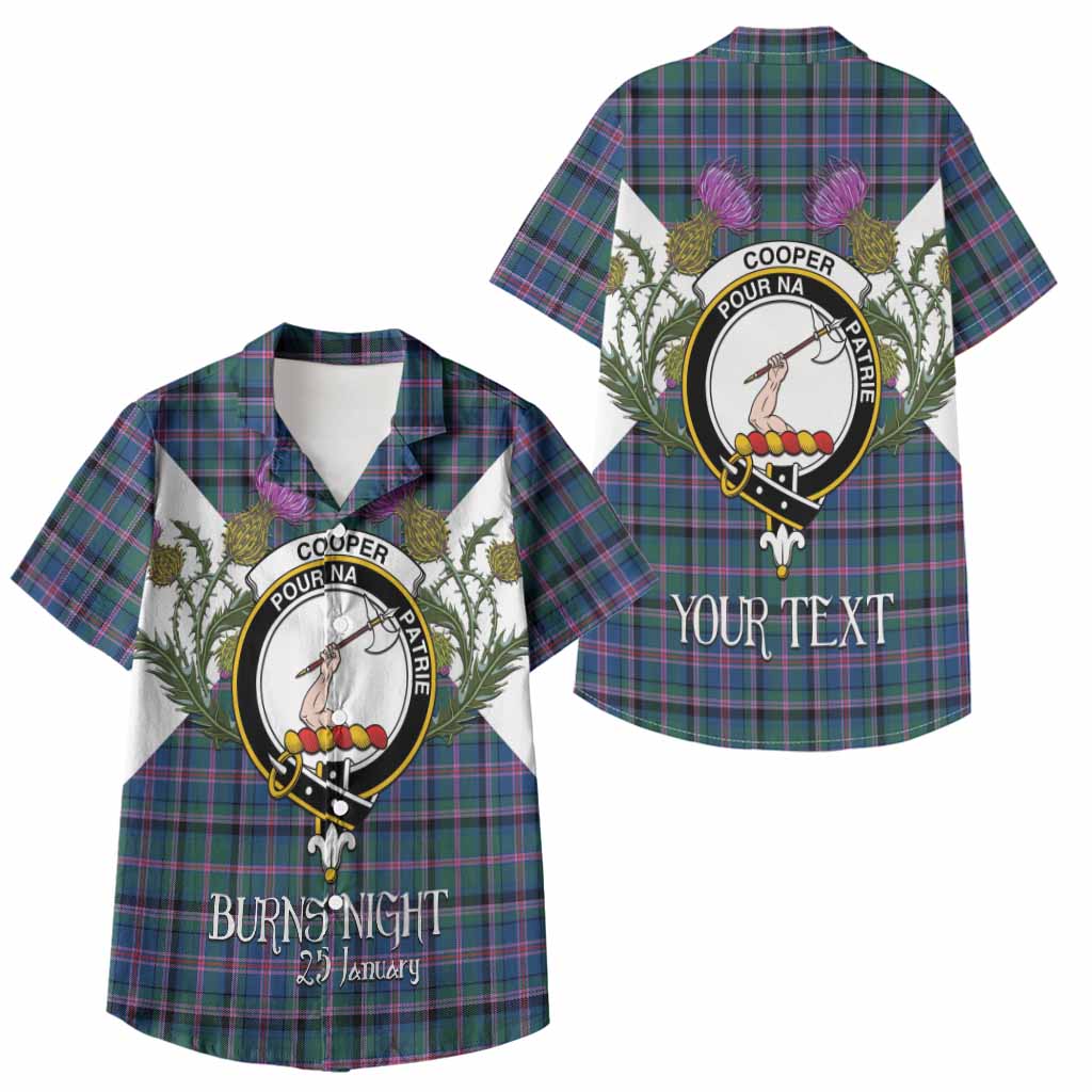 Cooper Tartan Family Crest Kid Hawaiian Shirt Scottish Burns Night Thistle Floral