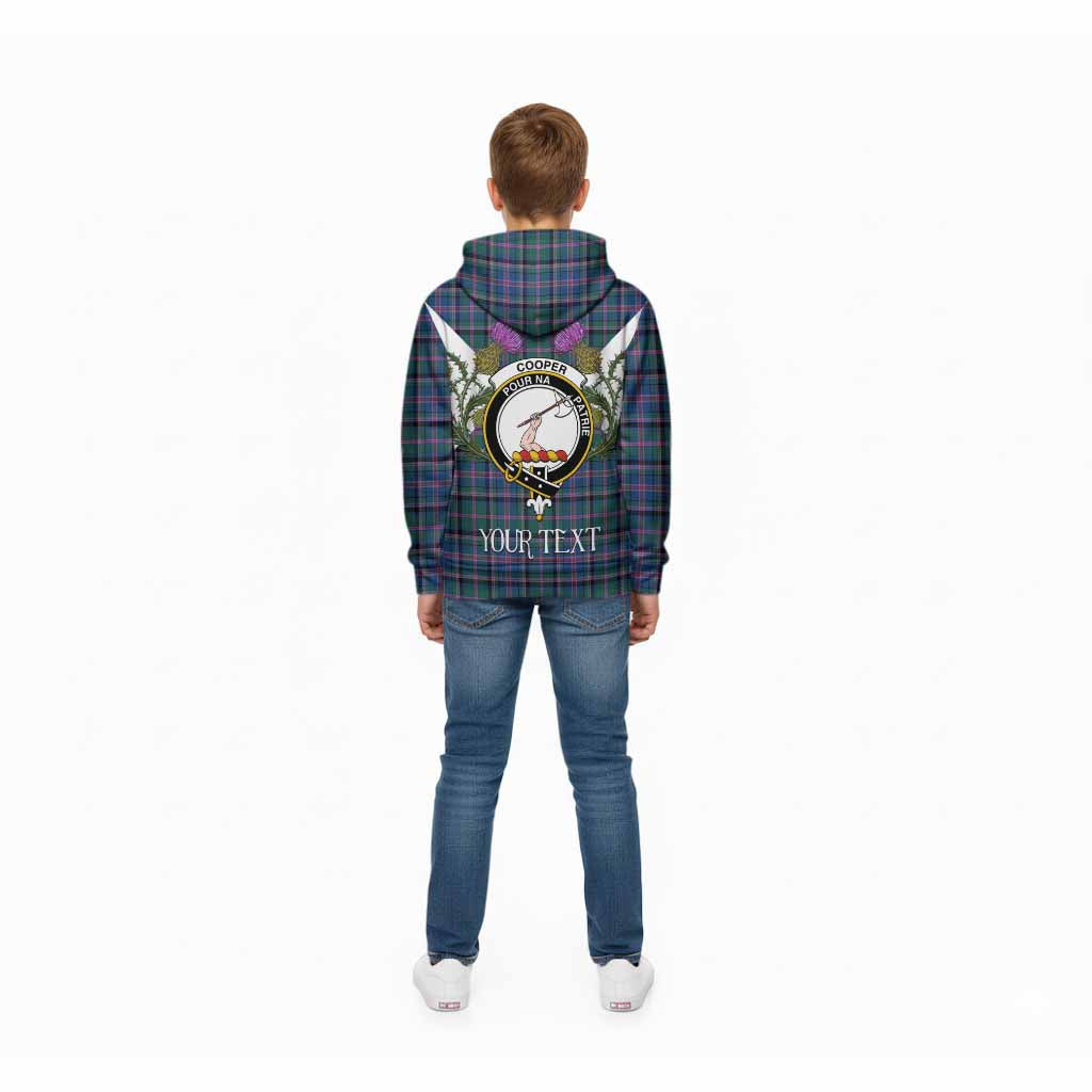 Cooper Tartan Family Crest Kid Hoodie Scottish Burns Night Thistle Floral