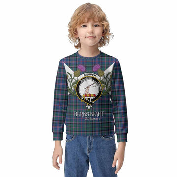 Cooper Tartan Family Crest Kid Knitted Sweatshirt Scottish Burns Night Thistle Floral