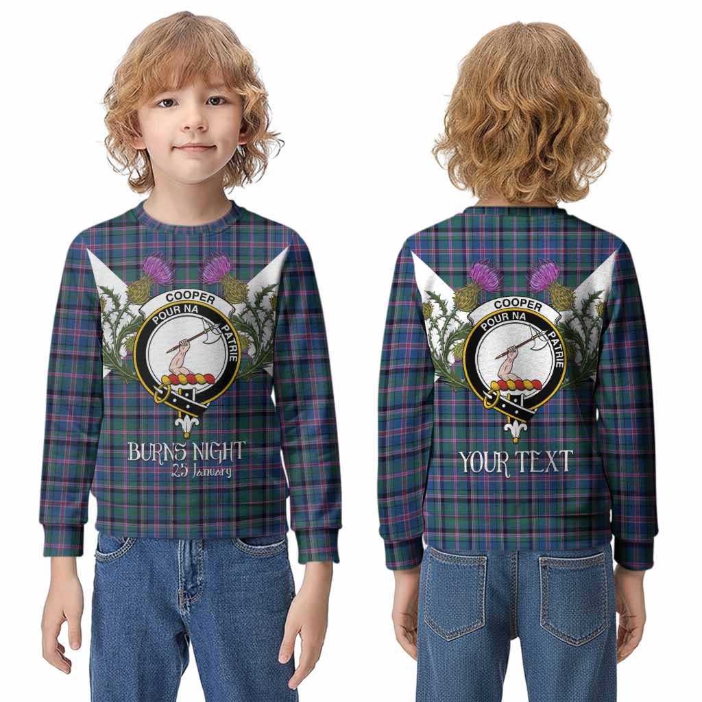 Cooper Tartan Family Crest Kid Knitted Sweatshirt Scottish Burns Night Thistle Floral