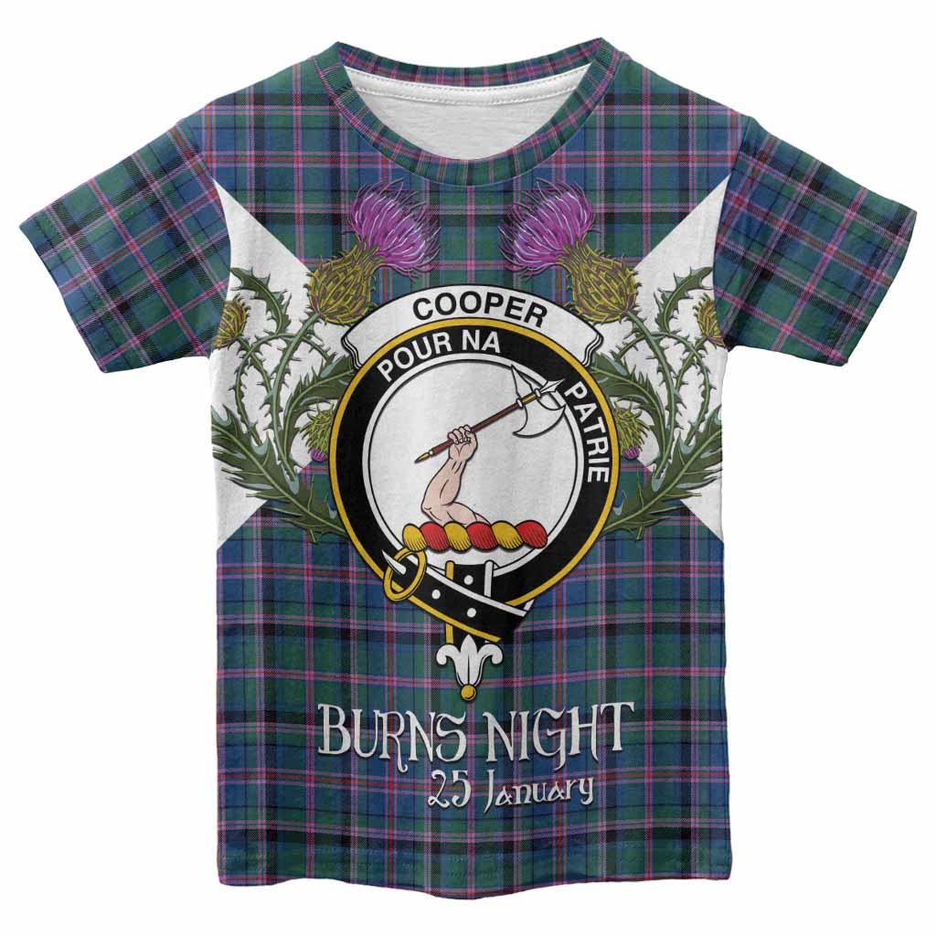 Cooper Tartan Family Crest Kid T-shirt Scottish Burns Night Thistle Floral
