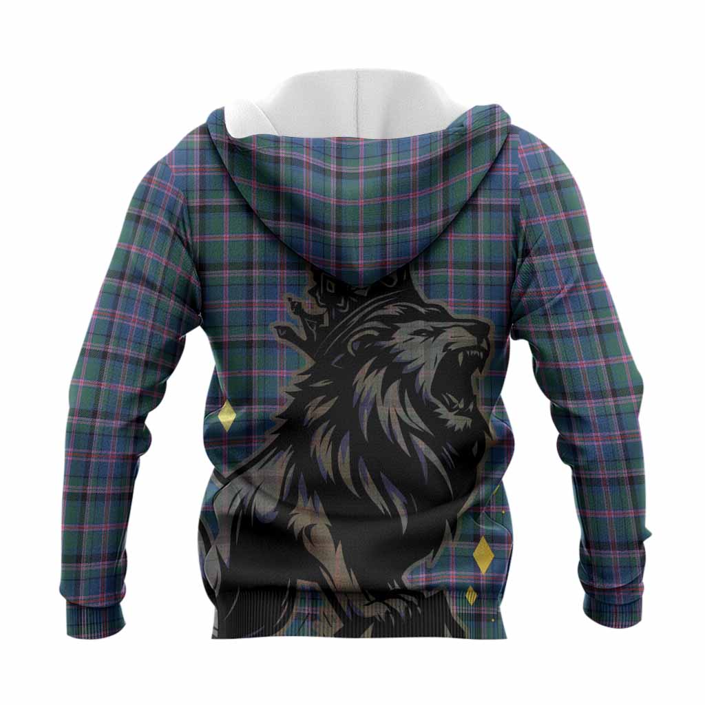 Cooper Tartan Family Crest Knitted Hoodie Crowned Lion Roaring