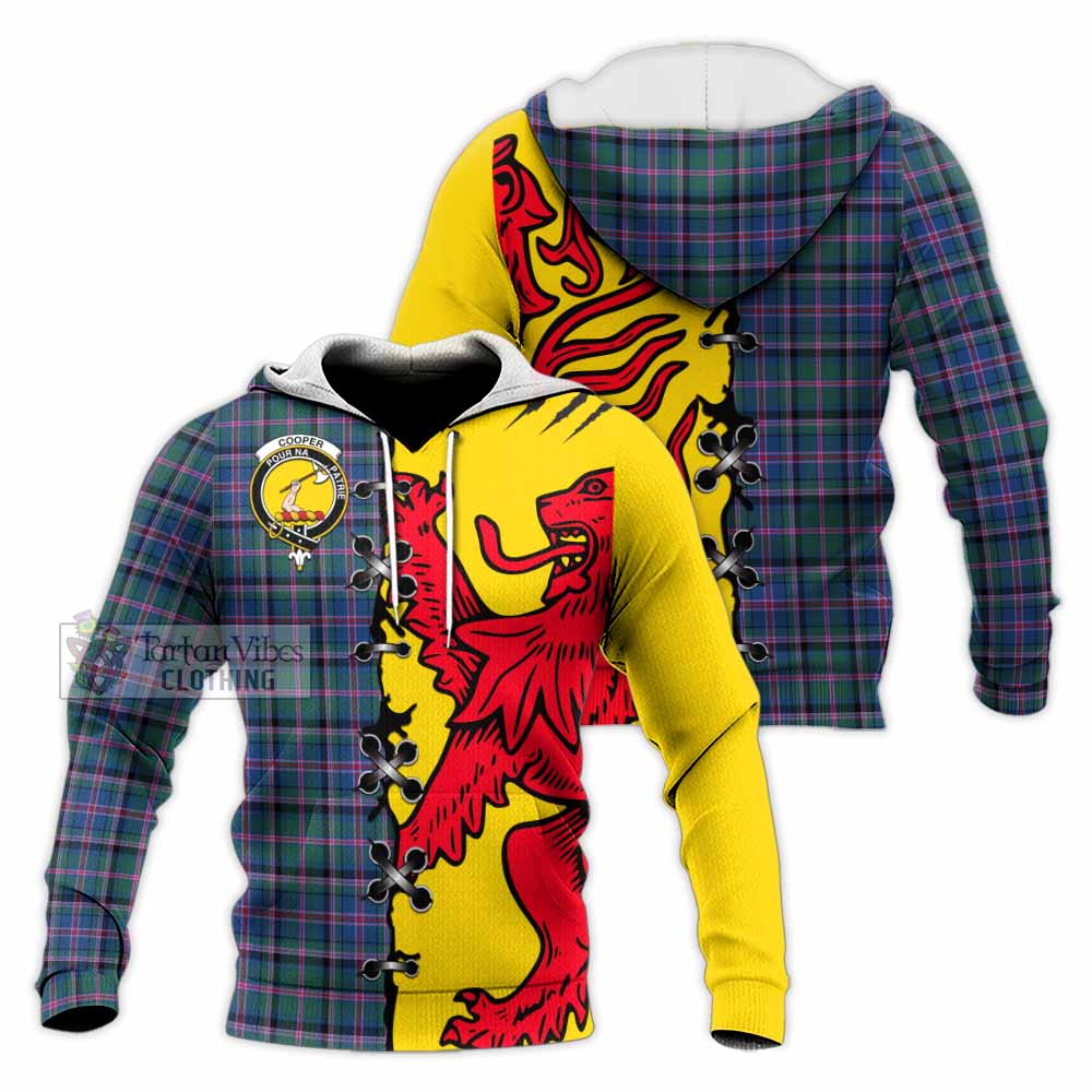 Cooper Tartan Family Crest Knitted Hoodie Lion Rampant Honor - Tartan Vibes Clothing