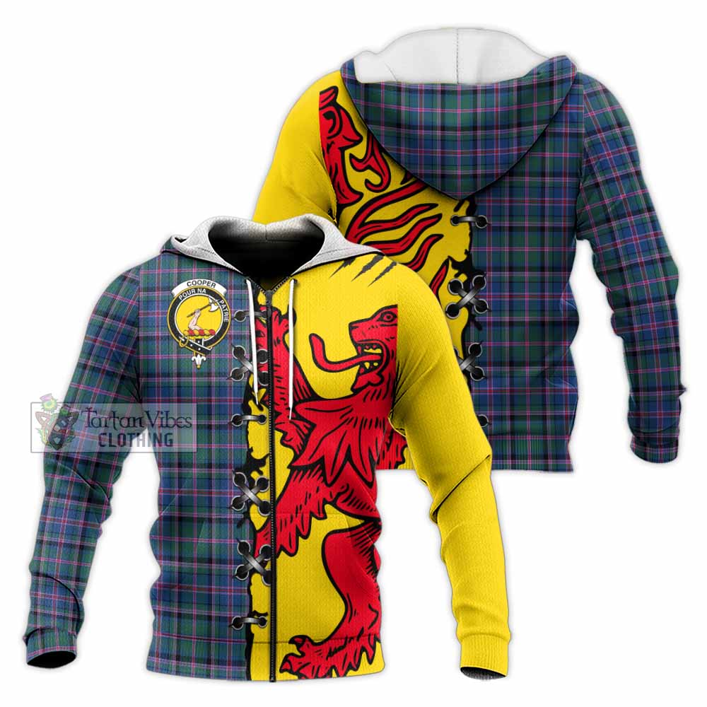 Cooper Tartan Family Crest Knitted Hoodie Lion Rampant Honor - Tartan Vibes Clothing