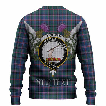 Cooper Tartan Family Crest Knitted Sweater Scottish Burns Night Thistle Floral