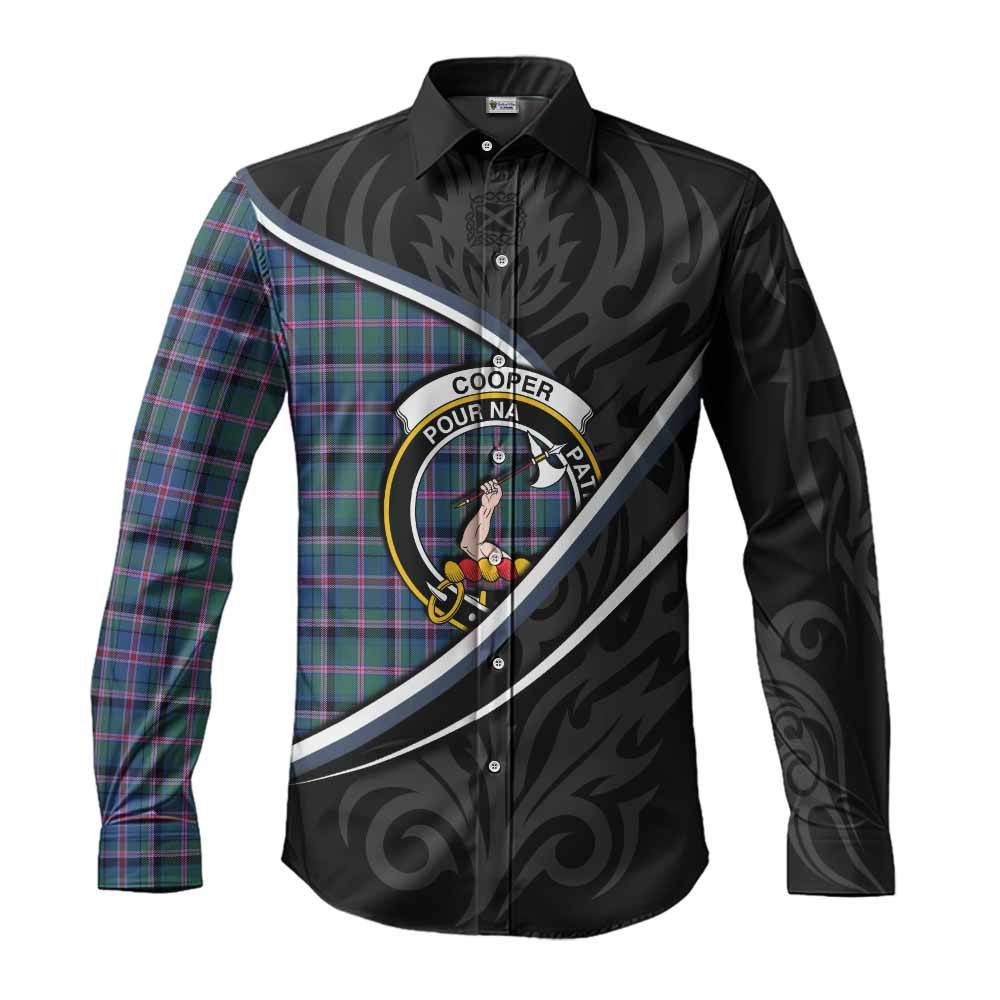 Cooper Tartan Family Crest Long Sleeve Button Shirts Celtic Scottish Thistle Floral - Tartan Vibes Clothing