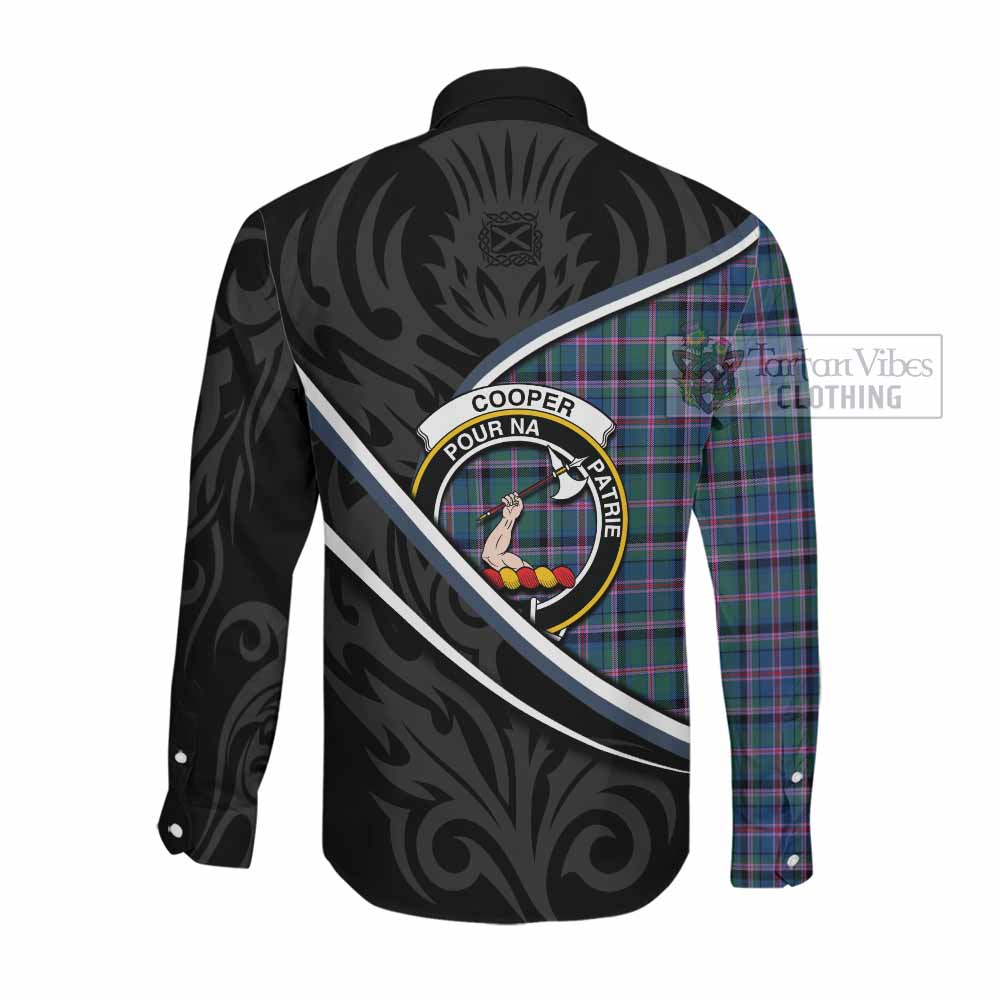 Cooper Tartan Family Crest Long Sleeve Button Shirts Celtic Scottish Thistle Floral - Tartan Vibes Clothing