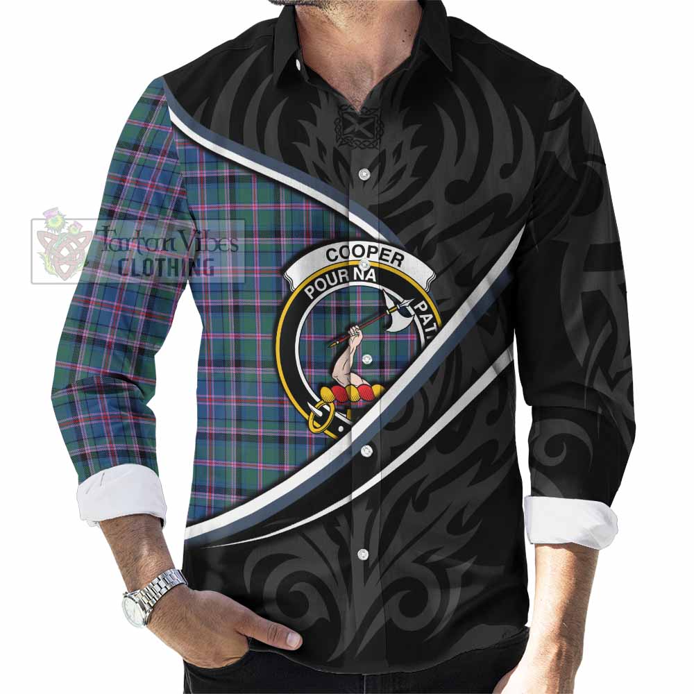 Cooper Tartan Family Crest Long Sleeve Button Shirts Celtic Scottish Thistle Floral - Tartan Vibes Clothing