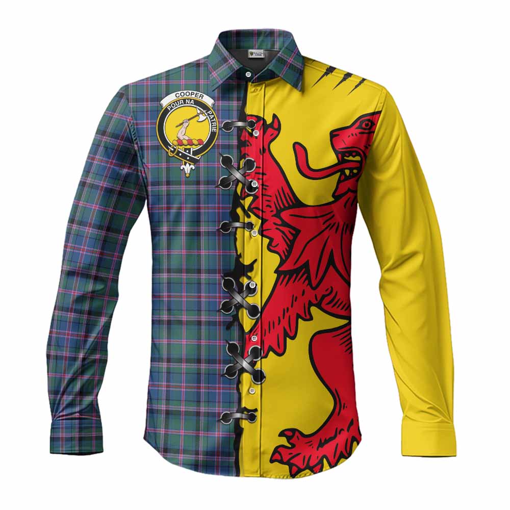 Cooper Tartan Family Crest Long Sleeve Button Shirts Lion Rampant Honor - Tartan Vibes Clothing