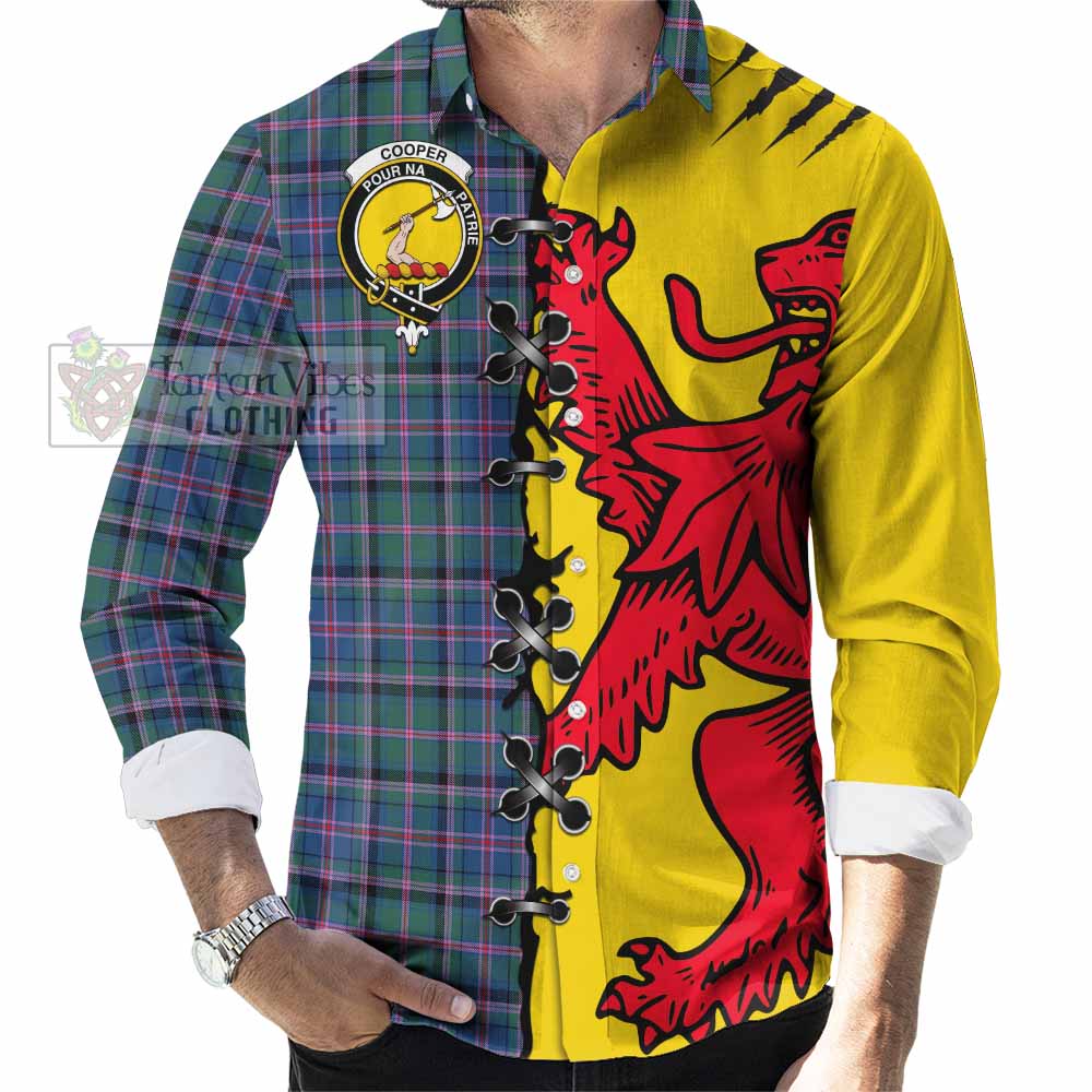 Cooper Tartan Family Crest Long Sleeve Button Shirts Lion Rampant Honor - Tartan Vibes Clothing