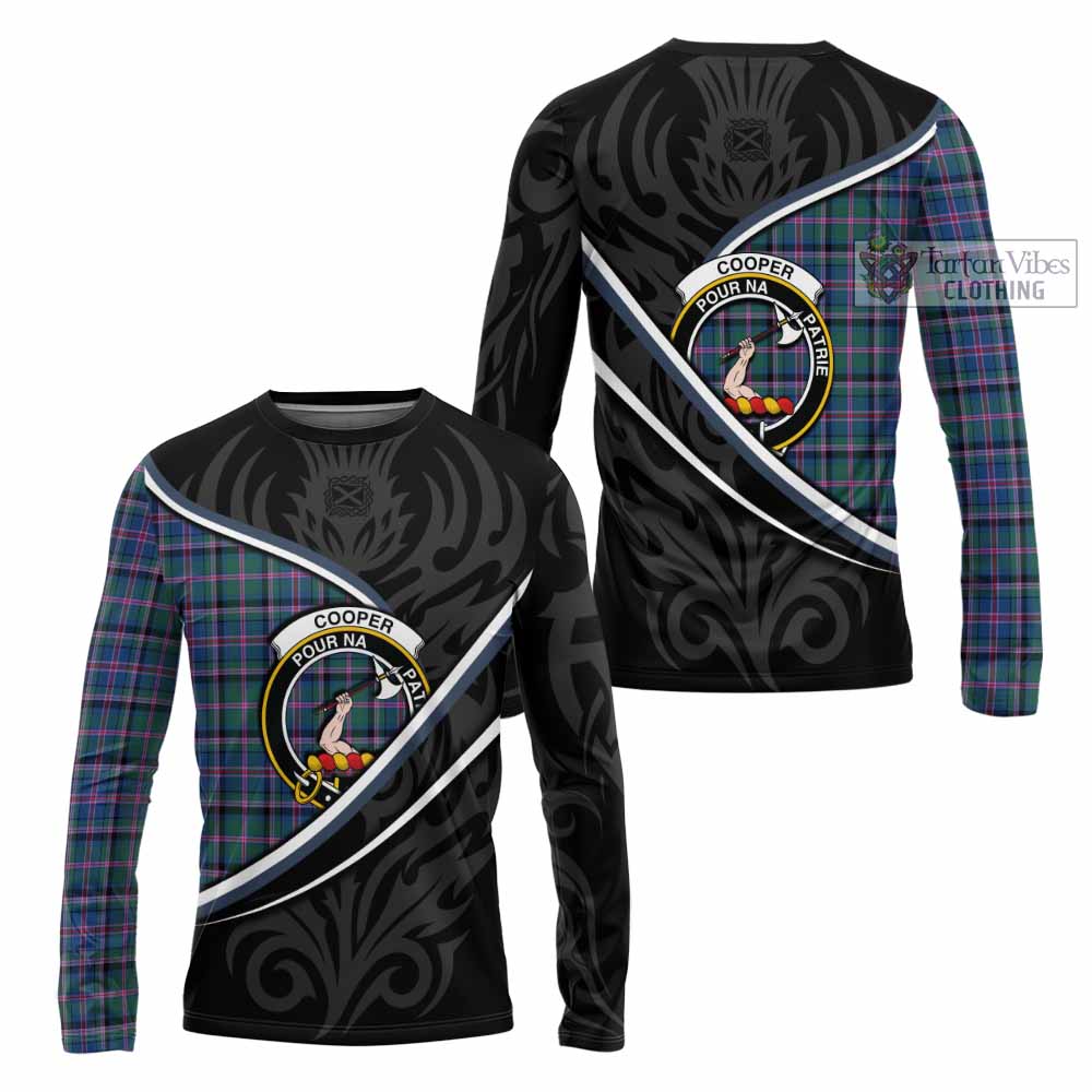 Cooper Tartan Family Crest Long Sleeve T-Shirt Celtic Scottish Thistle Floral - Tartan Vibes Clothing