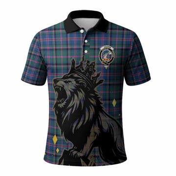 Cooper Tartan Family Crest Polo Shirt Crowned Lion Roaring
