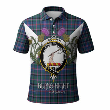 Cooper Tartan Family Crest Polo Shirt Scottish Burns Night Thistle Floral