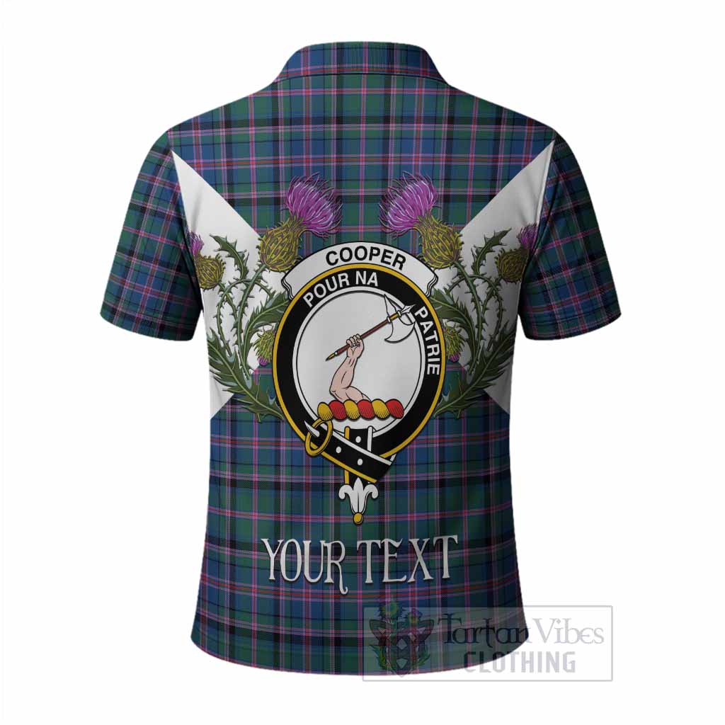 Cooper Tartan Family Crest Polo Shirt Scottish Burns Night Thistle Floral
