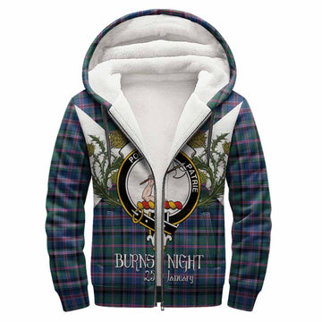 Cooper Tartan Family Crest Sherpa Hoodie Scottish Burns Night Thistle Floral