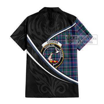 Cooper Tartan Family Crest Short Sleeve Button Shirt Celtic Scottish Thistle Floral - Tartan Vibes Clothing