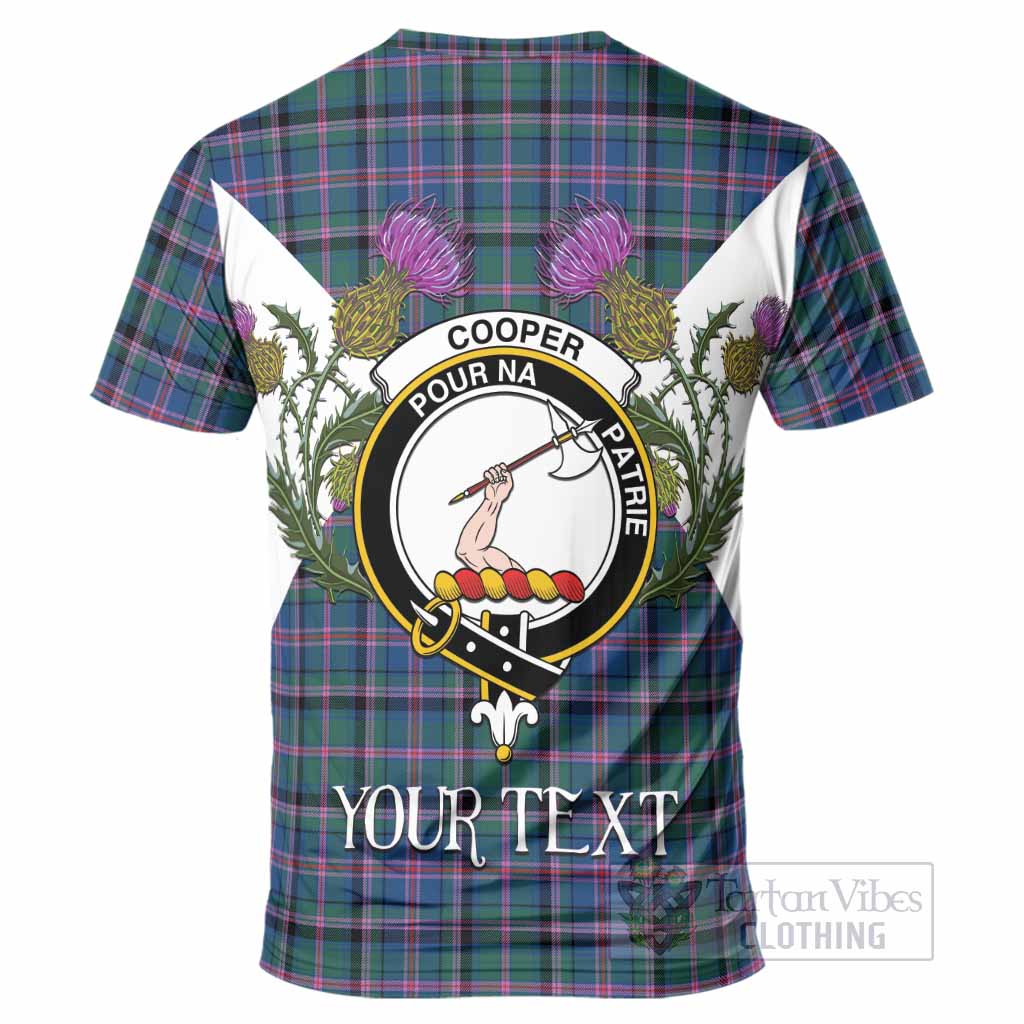 Cooper Tartan Family Crest T-Shirt Scottish Burns Night Thistle Floral