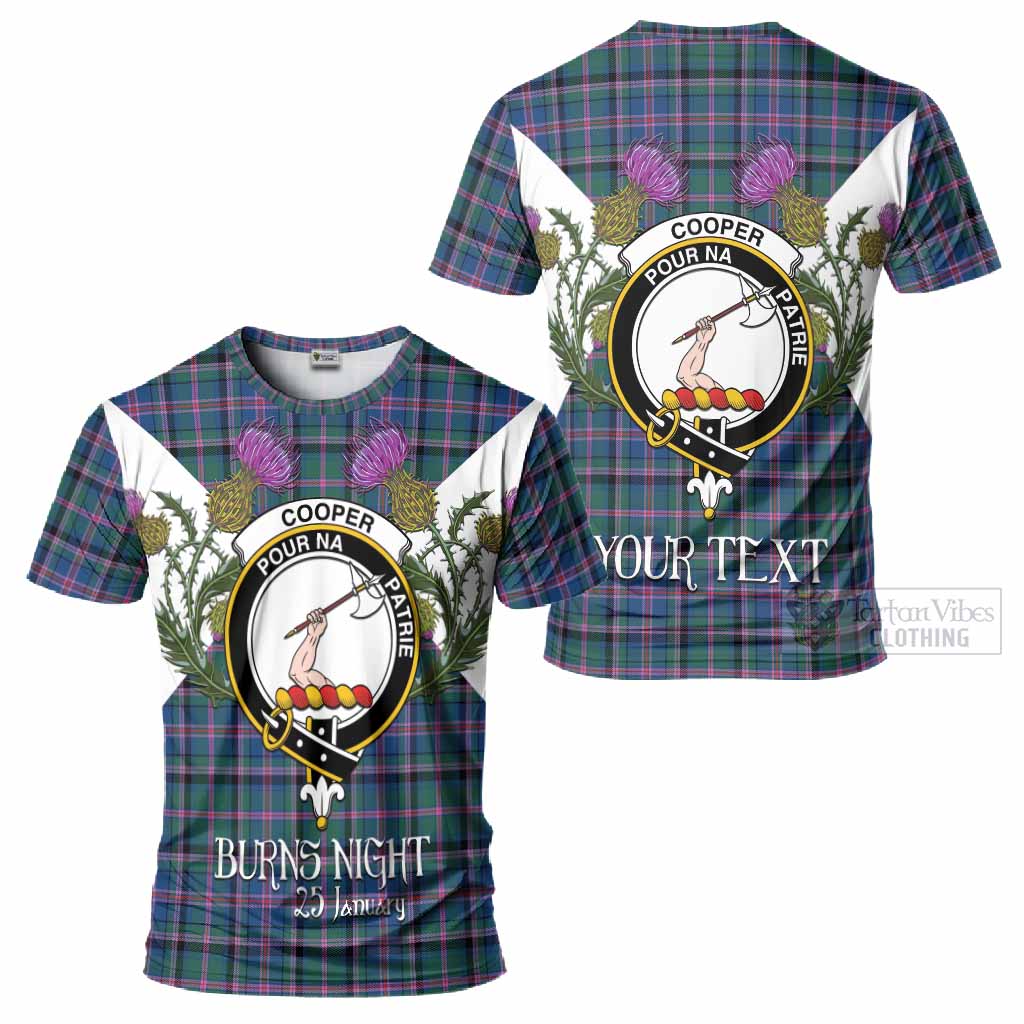 Cooper Tartan Family Crest T-Shirt Scottish Burns Night Thistle Floral