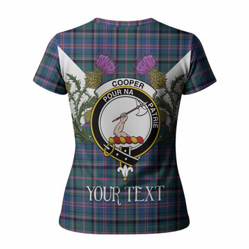 Cooper Tartan Family Crest Women T shirt Scottish Burns Night Thistle Floral