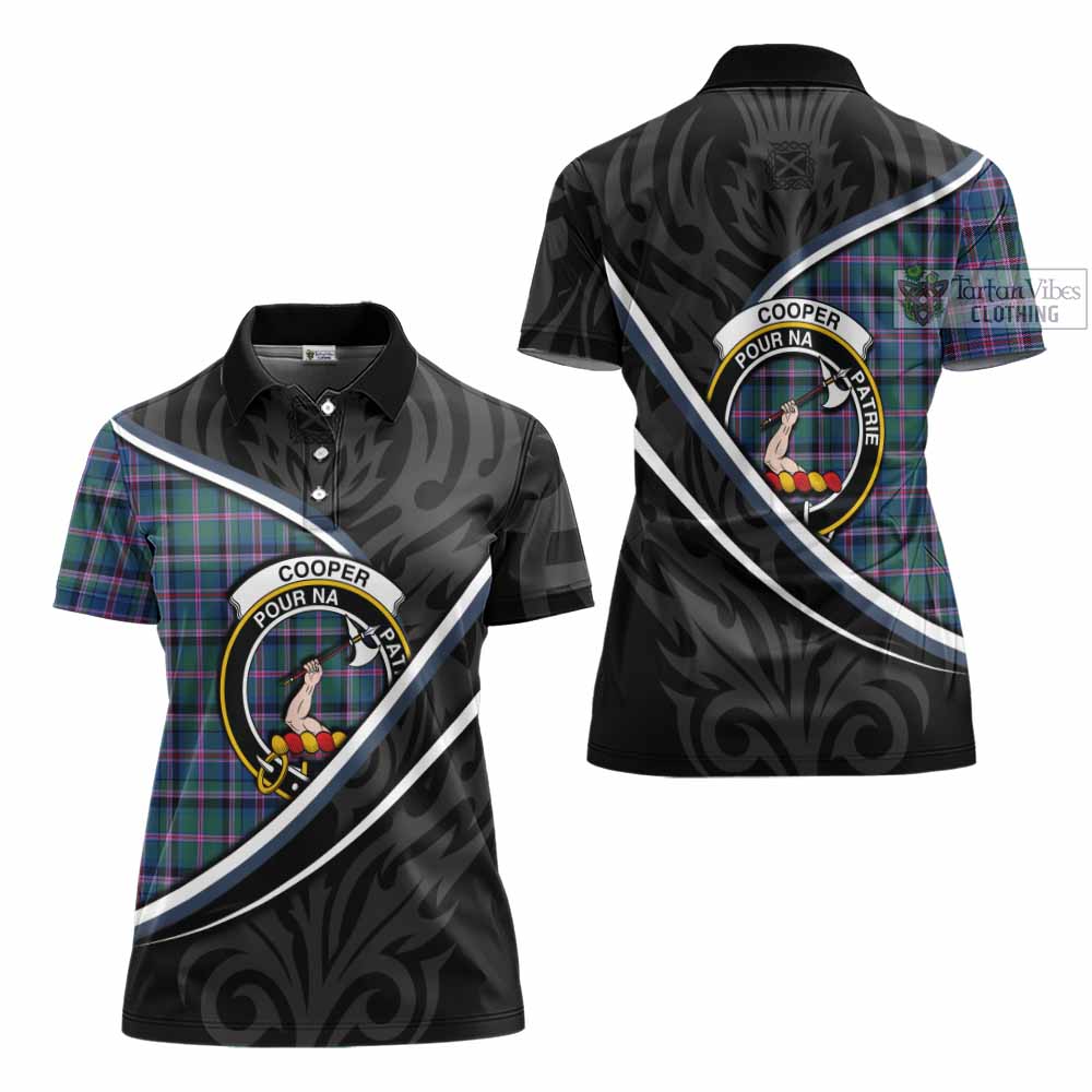 Cooper Tartan Family Crest Women's Polo Shirt Celtic Scottish Thistle Floral - Tartan Vibes Clothing