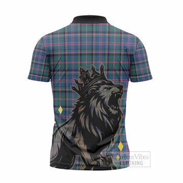 Cooper Tartan Family Crest Zipper Polo Shirt Crowned Lion Roaring